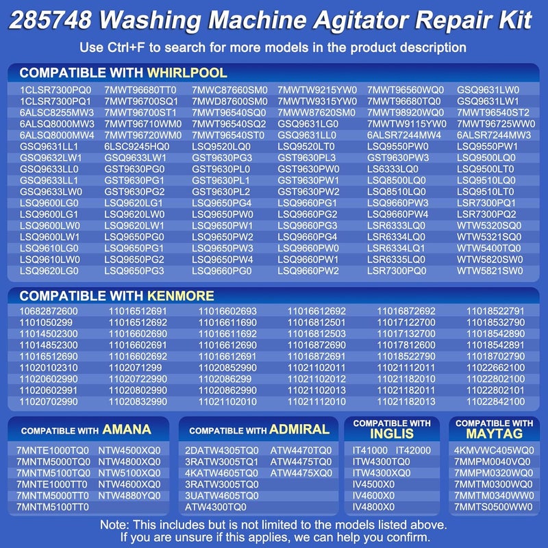 iouxvt 285748 Agitator, Long Cam agitator, 285748 Agitator Repair Kit, Compatible With Kenmore Whirlpool Washer, Replace 3363662 3351000 AP3094520 285748VP 3347085 3351000 AH334622 EA334622 PS334622 - Image 4